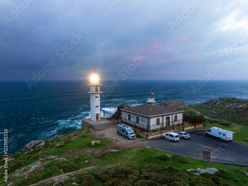 Faro de Touriñán en la Costa de Muxia A Coruña Galicia