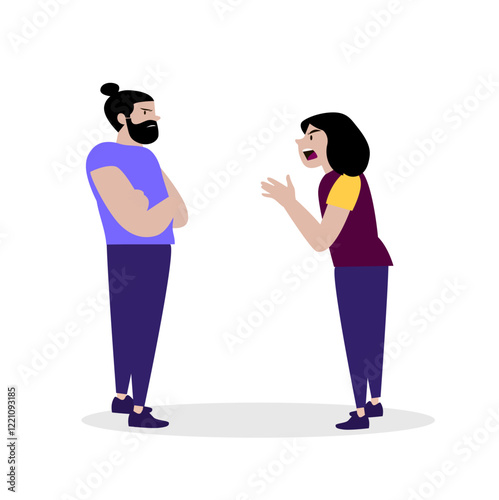 People quarrelling with each other, sad or laughing