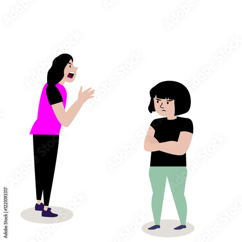 People quarrelling with each other, sad or laughing