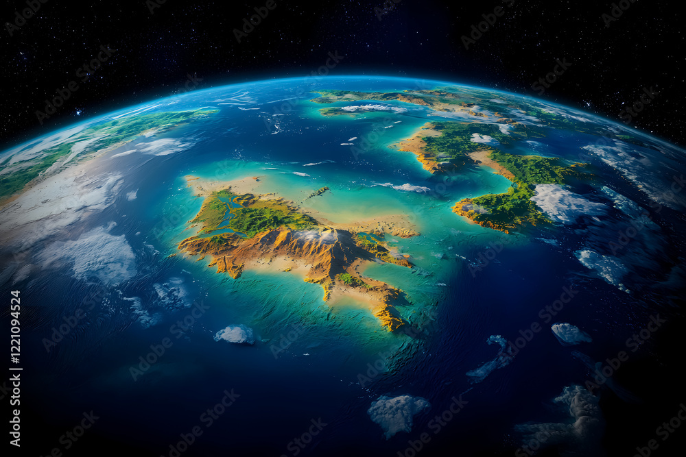 Obraz premium A breathtaking collection of Earth views from space, showcasing oceans, rivers, and lush landscapes, ideal for environmental campaigns, educational materials, or designs celebrating the planet’s beaut