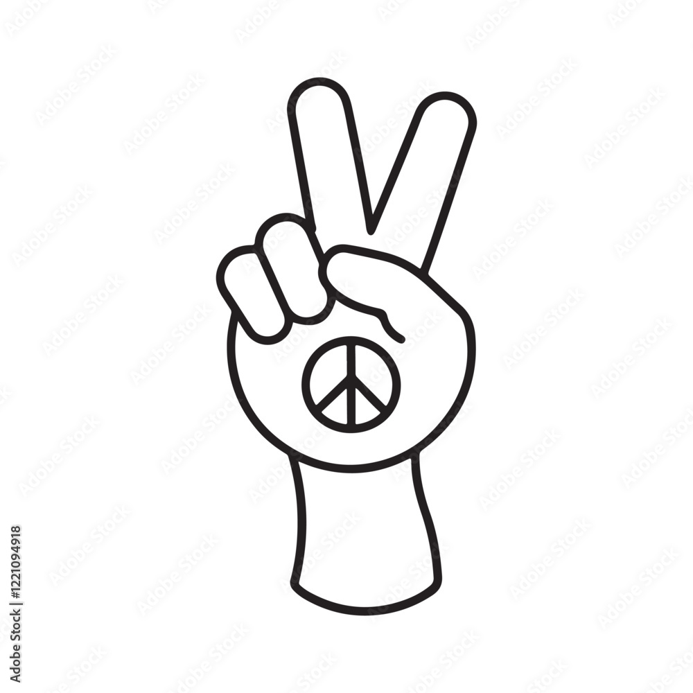 Cozy 90's Groovy: Bold and Easy Coloring Page, Line art, Black and White, finger sign Coloring page Cozy 90's Groovy: Bold and Easy Coloring Page, Line art, Black and White, finger sign Coloring page