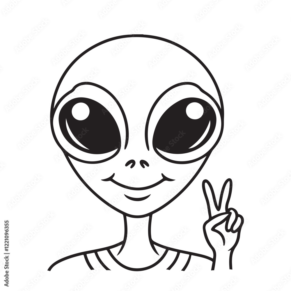 Cozy 90's Groovy: Bold and Easy Coloring Page, Line art, Black and White, alien Coloring page Cozy 90's Groovy: Bold and Easy Coloring Page, Line art, Black and White, alien Coloring page