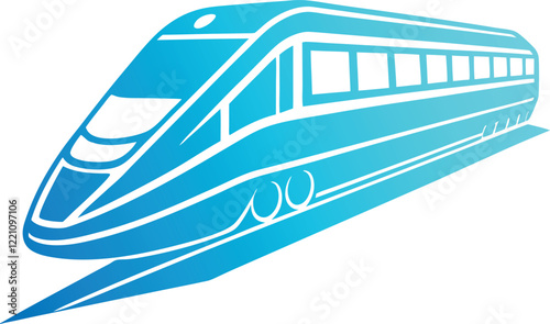 Modern High-Speed Train Silhouette in Vibrant Blue