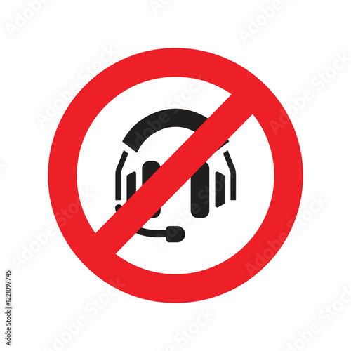 Vector No Headphone Signs. No Headphone Icon Symbols. No Headphone Icon Set