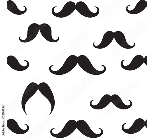 Seamless pattern with mustaches flat style design vector illustration Black mustaches