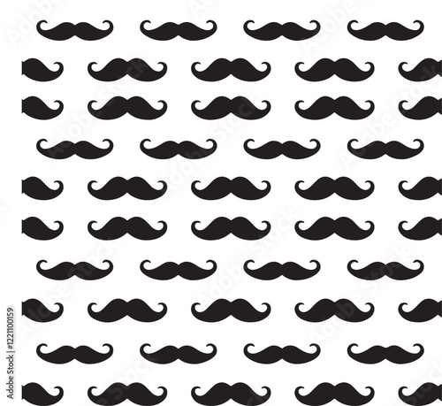Seamless pattern with mustaches flat style design vector illustration Black mustaches