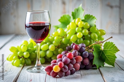 Wallpaper Mural Vintage Close-up: Red Wine & Grapes on White – Still Life Photography Torontodigital.ca