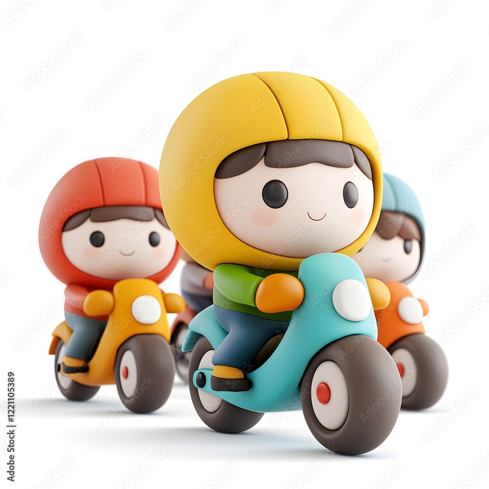 Three cartoon characters are riding motorcycles Three cartoon characters are riding motorcycles