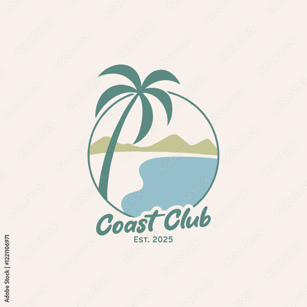 Vintage beach design template for surf club, surf shop, surf merch.
