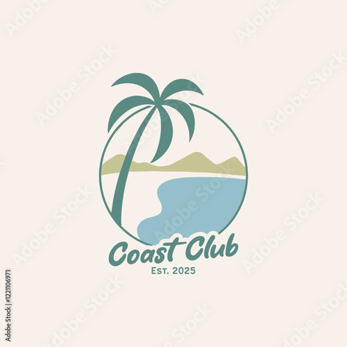 Vintage beach design template for surf club, surf shop, surf merch.
