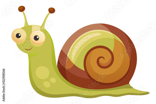 Adorable Cartoon Snail Illustration - Vector Graphic of a Happy Snail