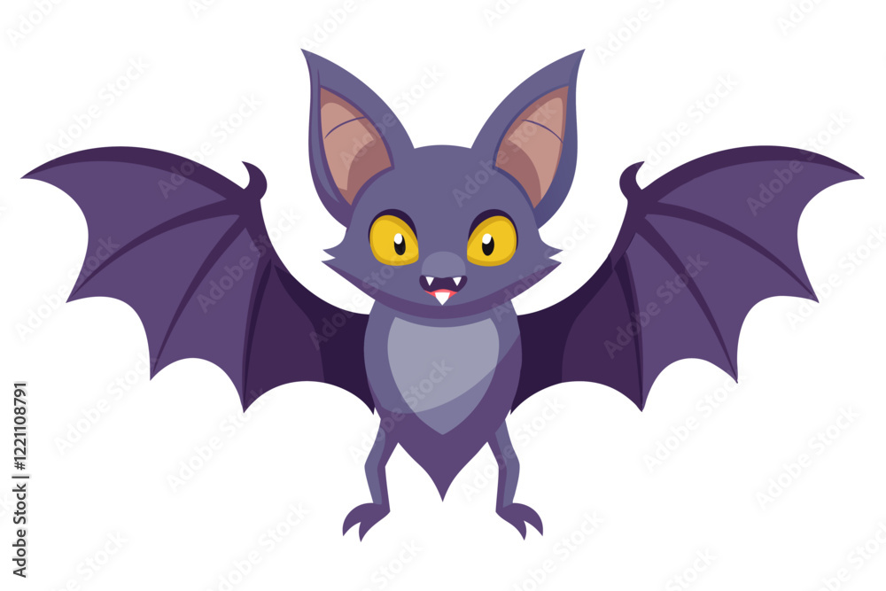 Obraz premium Watercolor Vector of a Cartoon Bat Animation on White Background, Cute Bat Illustration for Halloween, Kids, Fun Animation, and Wildlife Themes, Perfect for Custom Designs and Creative Projects.