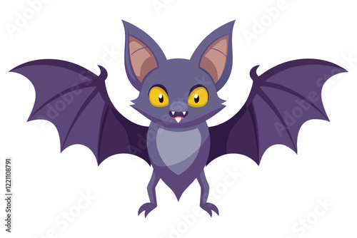 Watercolor Vector of a Cartoon Bat Animation on White Background, Cute Bat Illustration for Halloween, Kids, Fun Animation, and Wildlife Themes, Perfect for Custom Designs and Creative Projects. photo