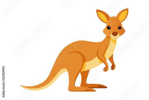 Watercolor Vector of a Cartoon Kangaroo Animation - Fun and Playful Vector Illustration on White Background, Ideal for Kids’ Designs, Cartoons, Advertisements