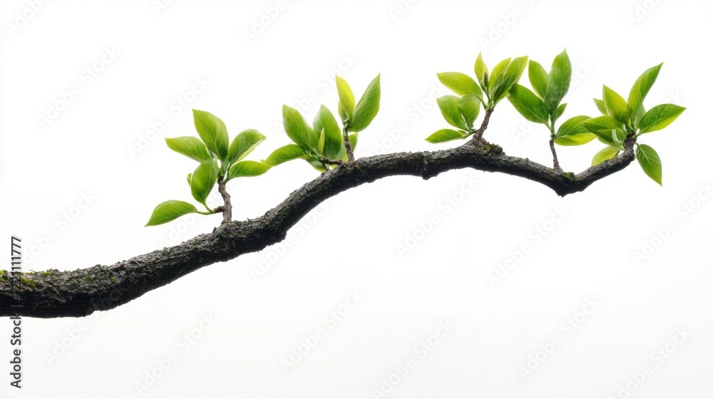Fototapeta premium Delicate Branch with Fresh Spring Leaves - A Nature's Embrace