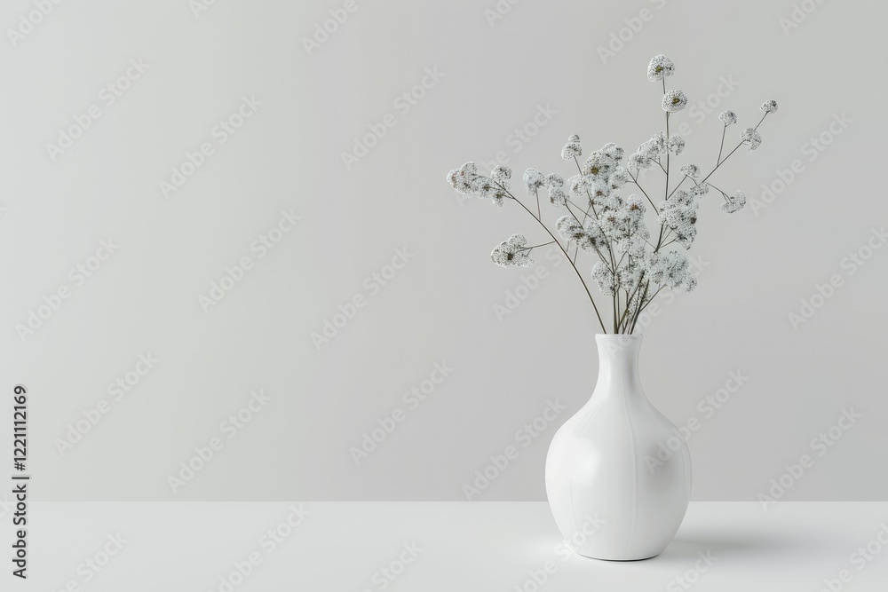 3 D Render White Vase with Flowers and Glass Vase with Vase on White Background Minimal Design 3 D Render White Vase with Flowers and Glass Vase with Vase on White Background Minimal Design