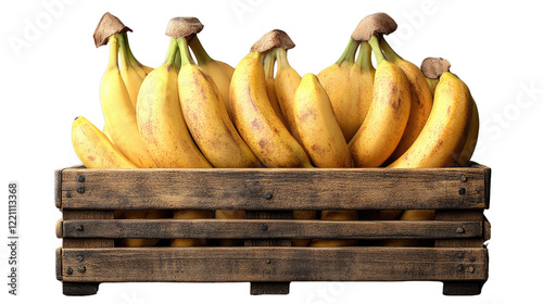Banana Bounty: A wooden crate brimming with ripe bananas, ready for consumption. The yellow fruit offers a vibrant contrast against the wooden texture.