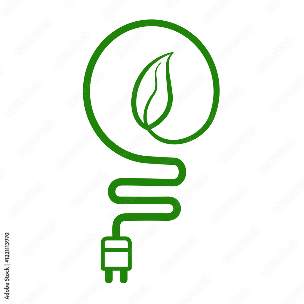 Ecology bulb lamp with leaf, simple flat style, illustration, logo sign symbol pictogram template, for ui or ux isolated on white for mobile app, editable Ecology bulb lamp with leaf, simple flat style, illustration, logo sign symbol pictogram template, for ui or ux isolated on white for mobile app, editable