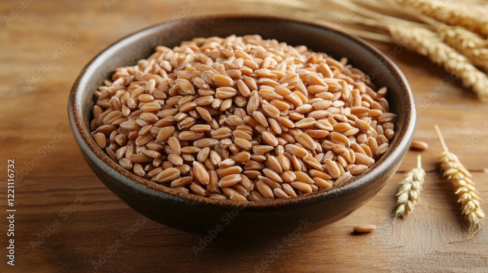 Close-up of a Bowl of Wheat Grains. Healthy and Nutritious Food for a Balanced Diet. Close-up of a Bowl of Wheat Grains. Healthy and Nutritious Food for a Balanced Diet.