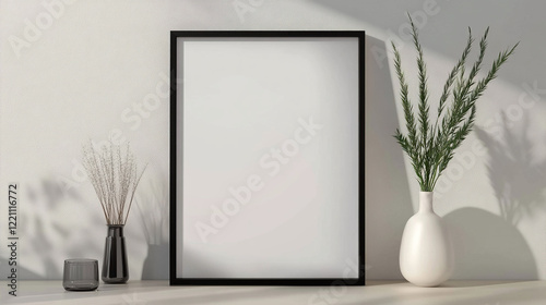 3D Living Room Frame Mockup: ISO A Size Interior Design
