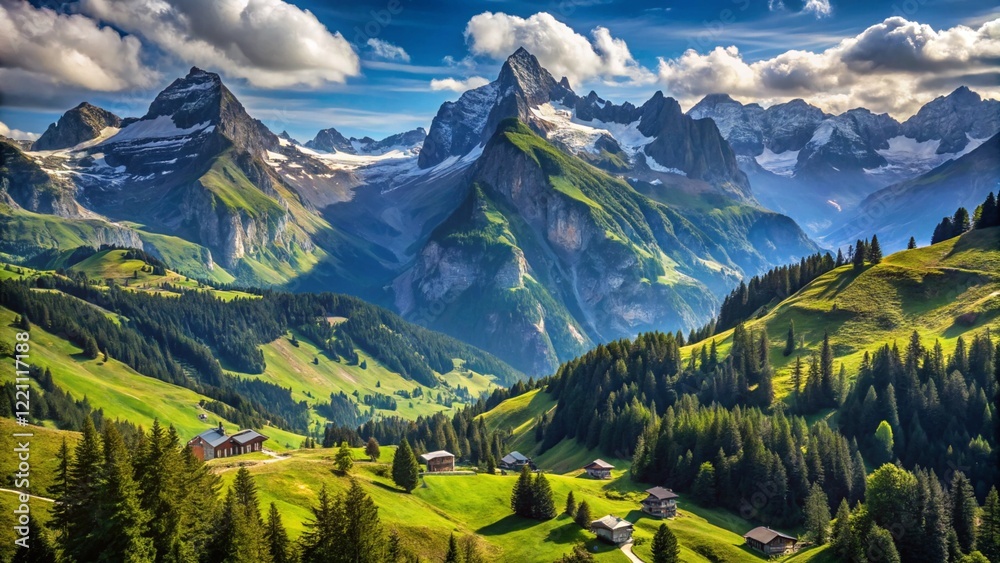 Fototapeta premium Swiss alpine ridge landscape 