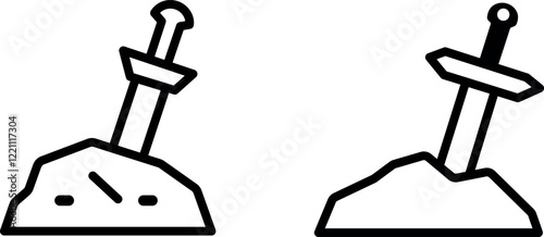 "Sword in Stone Vector Icon Set - Legendary and Mystical Designs"