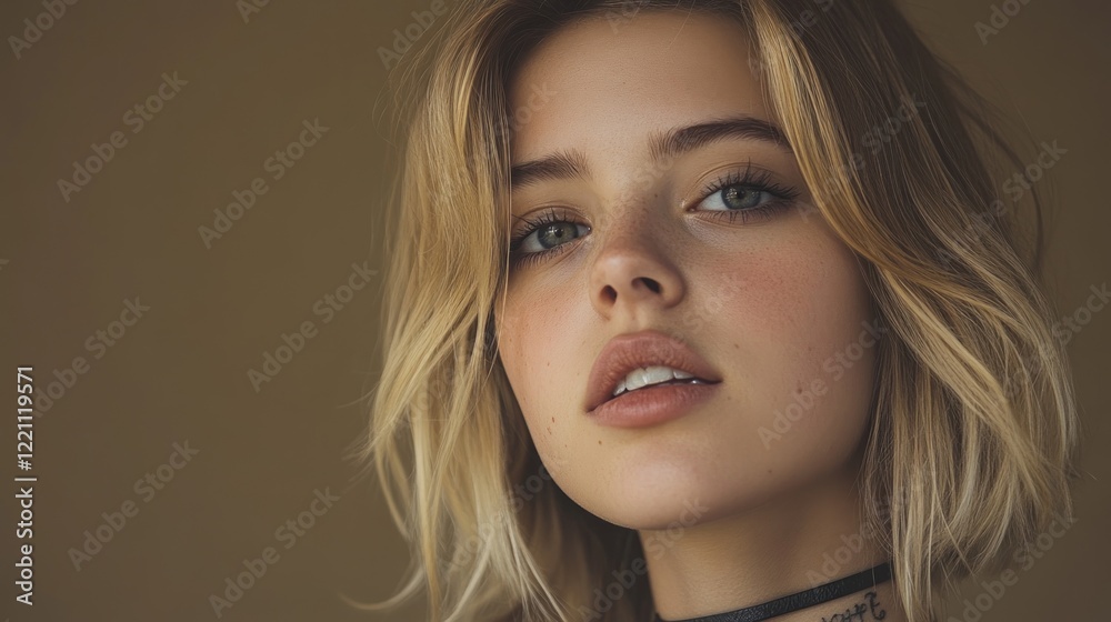 Fototapeta premium Blonde Woman Portrait Soft Lighting Close Up