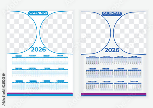 2026 wall calendar design 1 page template design