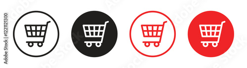 Vector Shopping Cart Icon In Circles. Shopping Cart Icon Symbols