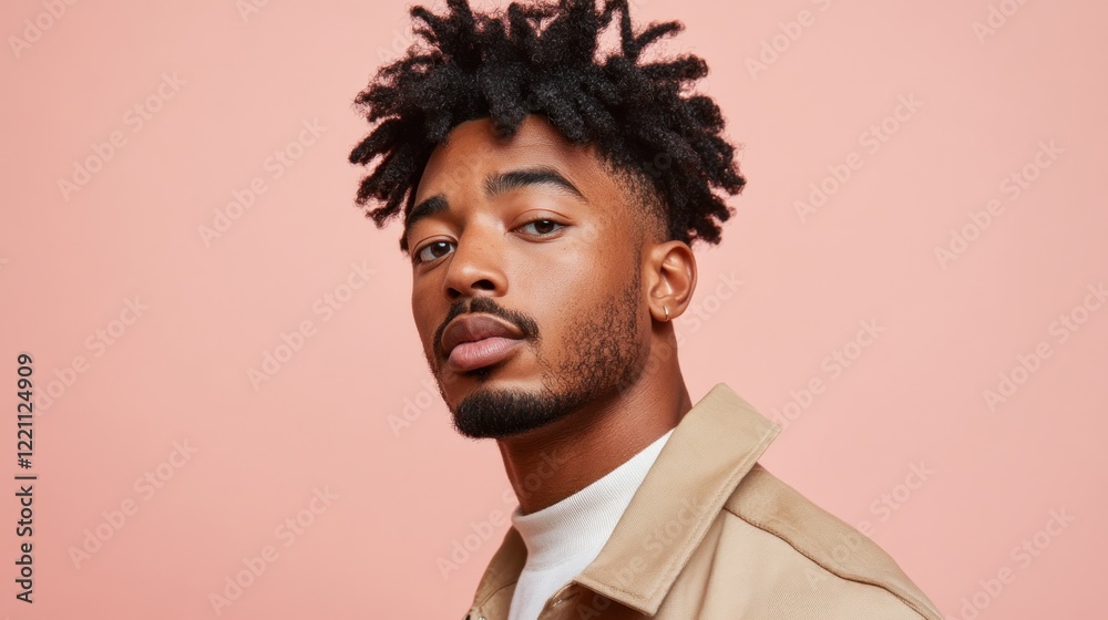 Young Man with Dreadlocks Posing Against Pink Background Young Man with Dreadlocks Posing Against Pink Background