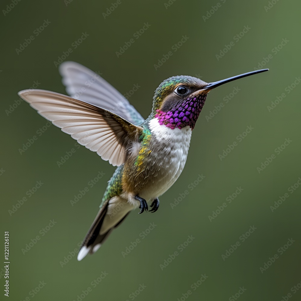 Fototapeta premium A close-up of a hummingbird, frozen in mid-air.