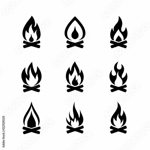 Campfire Icon Bundle Vector Design Collection.