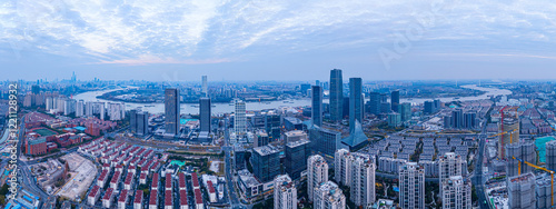 Aerial view of XuHui business district skyscraper, Shanghai, China. photo