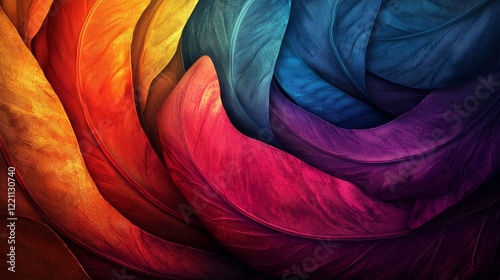 A colorful feathery pattern with a rainbow of colors