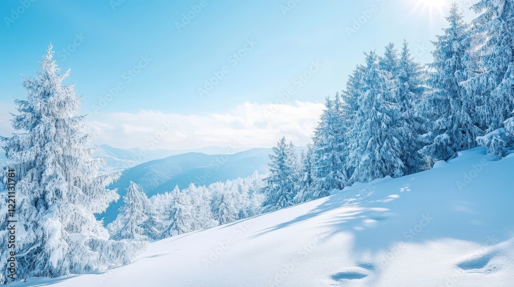 Serene Winter Landscape with Snowy Trees Serene Winter Landscape with Snowy Trees