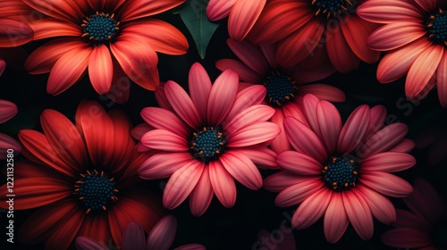 A close up of a bunch of red flowers