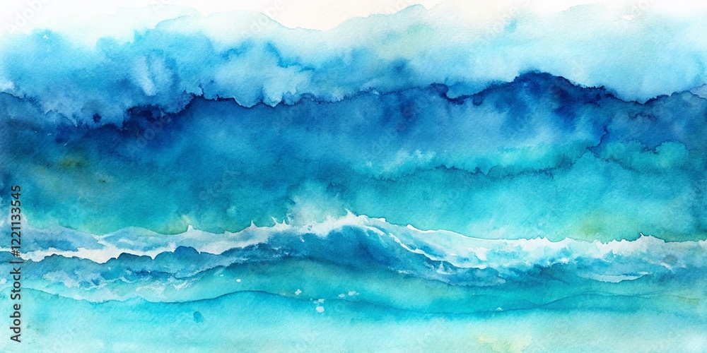 Watercolor Sea Wave Blue Stripe Backdrop - Abstract Texture for Design Watercolor Sea Wave Blue Stripe Backdrop - Abstract Texture for Design