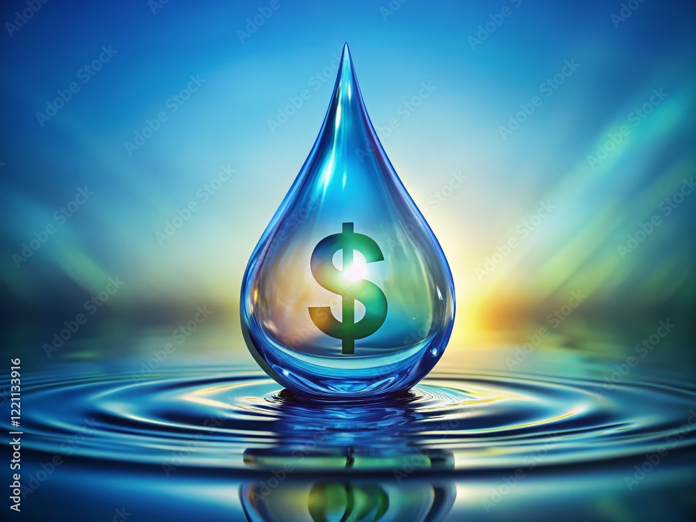 Fototapeta premium Water Drop Dollar Sign: Creative Financial Concept Stock Photo
