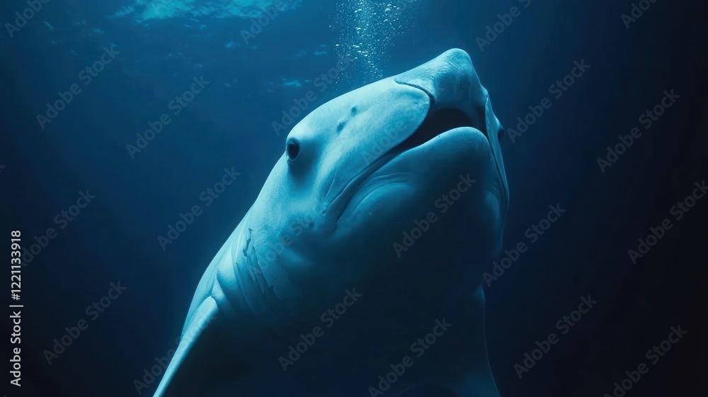 Naklejka premium Whale close up underwater ocean scene