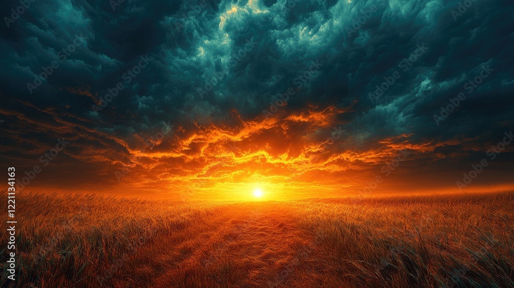 Obraz premium A dramatic seascape featuring dark, ominous storm clouds filling the sky,