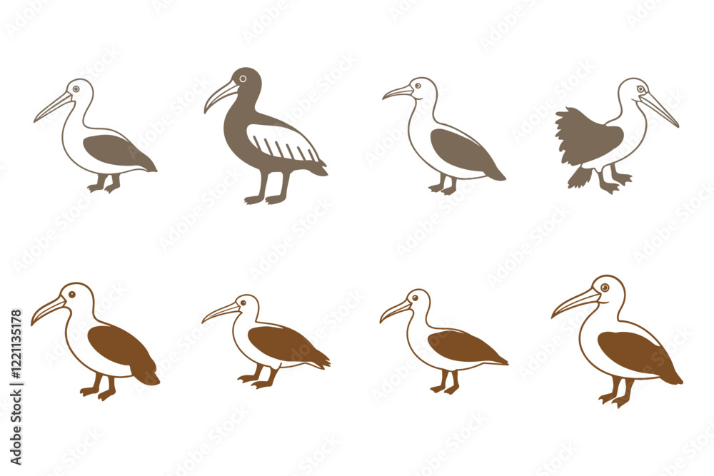 Simple Albatros Illustration Design Set