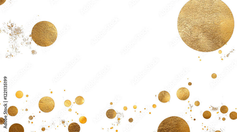 Golden Abstract: An eye-catching collection of gold circles and splashes creates a luxurious and stylish abstract design, ideal for conveying elegance and sophistication.