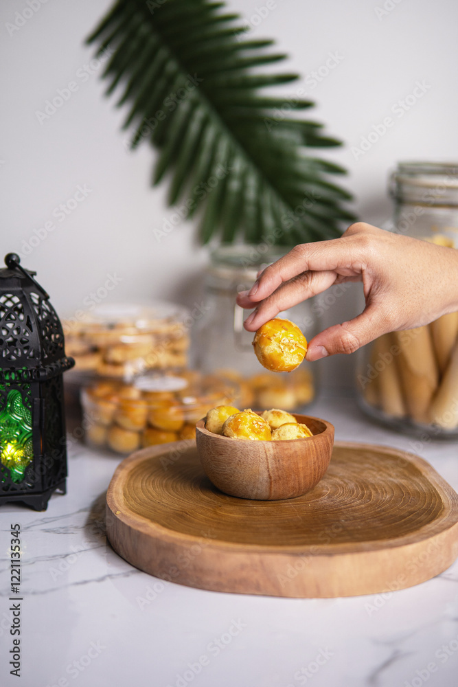 Homemade pineapple cakes or nastar Eid al-Fitr, eid mubarak celebration. indonesian traditional food. Homemade pineapple cakes or nastar Eid al-Fitr, eid mubarak celebration. indonesian traditional food.