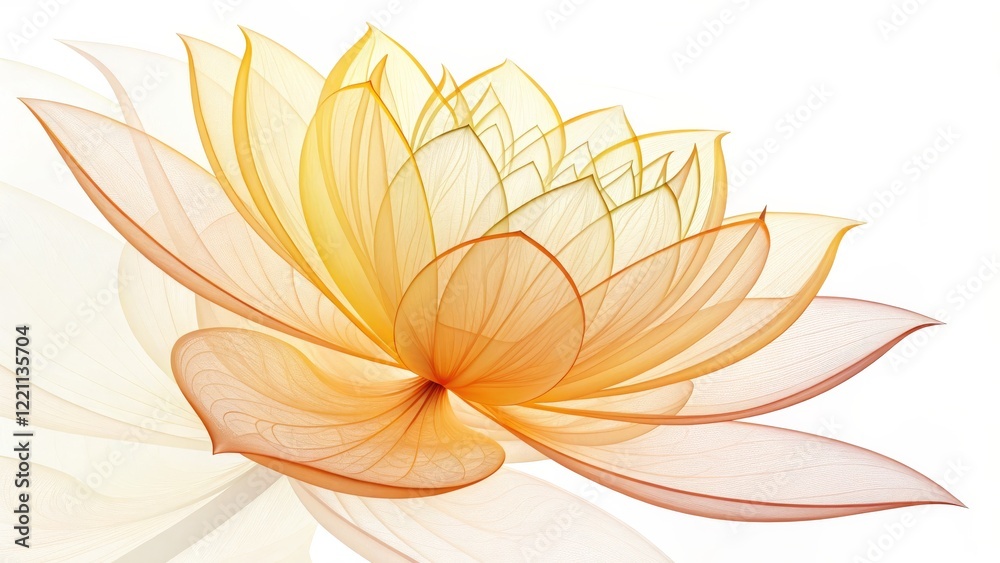 Fototapeta premium Abstract Orange Lotus Flower Fractal Art Composition, Digital Image,Floral Design fractal art, digital flower