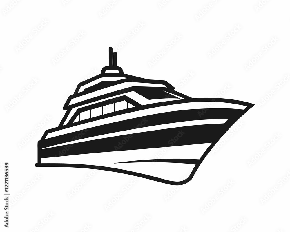 Stylish Black and White Yacht Silhouette Stylish Black and White Yacht Silhouette