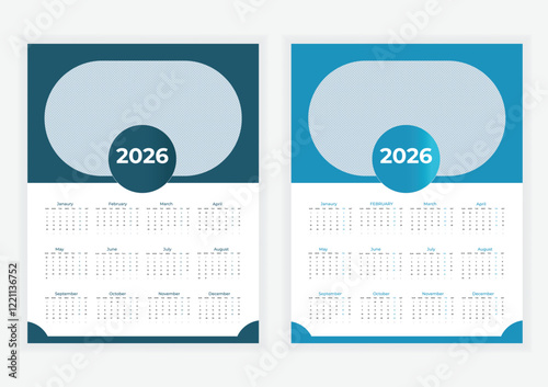 2026 wall calendar design 1 page template design