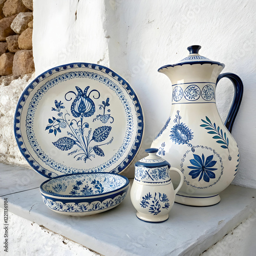 traditional Hungarian porcelain handmade in blue