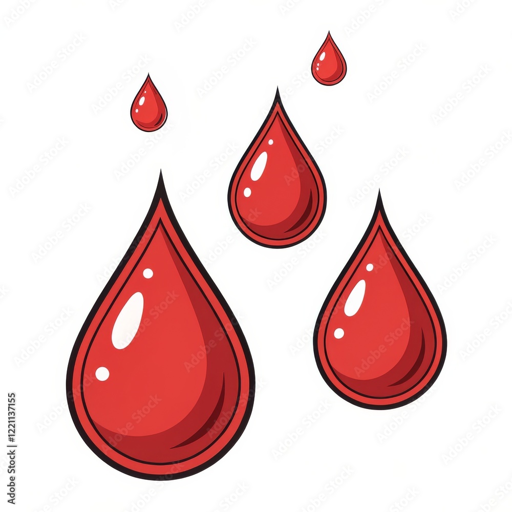 Four Red Blood Drops Illustration, Pop Art Style, Donation Concept, Blood, Donation Blood donation Four Red Blood Drops Illustration, Pop Art Style, Donation Concept, Blood, Donation Blood donation