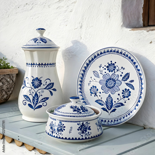 traditional Hungarian porcelain handmade in blue