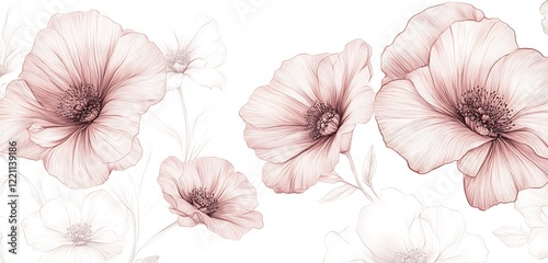 Wallpaper Mural delicate flower sketch in botanical line style Torontodigital.ca
